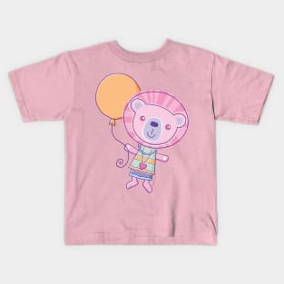Pink Lion Holding Balloon Kids T-Shirt